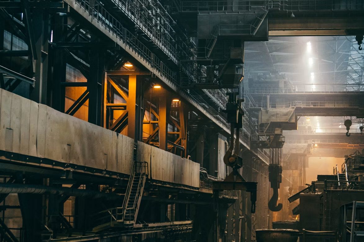 Inside a steel manufacturing facility